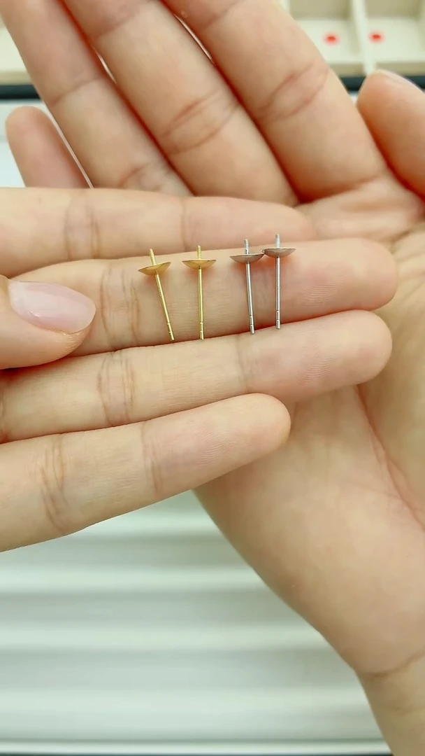 18K金耳饰18k素钉配件耳饰