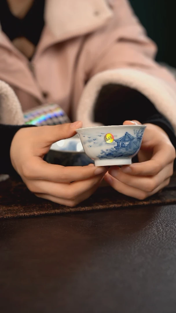 【闪购商品】杯448号HLX陶瓷山水小撇口杯