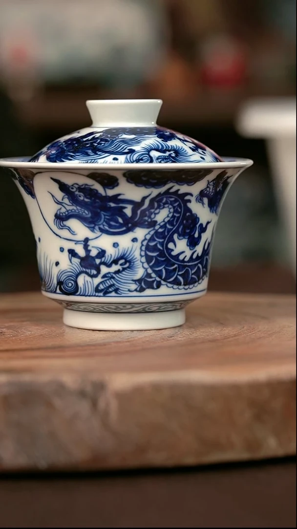 手绘高温现代瓷   气窑  五龙大马蹄150c