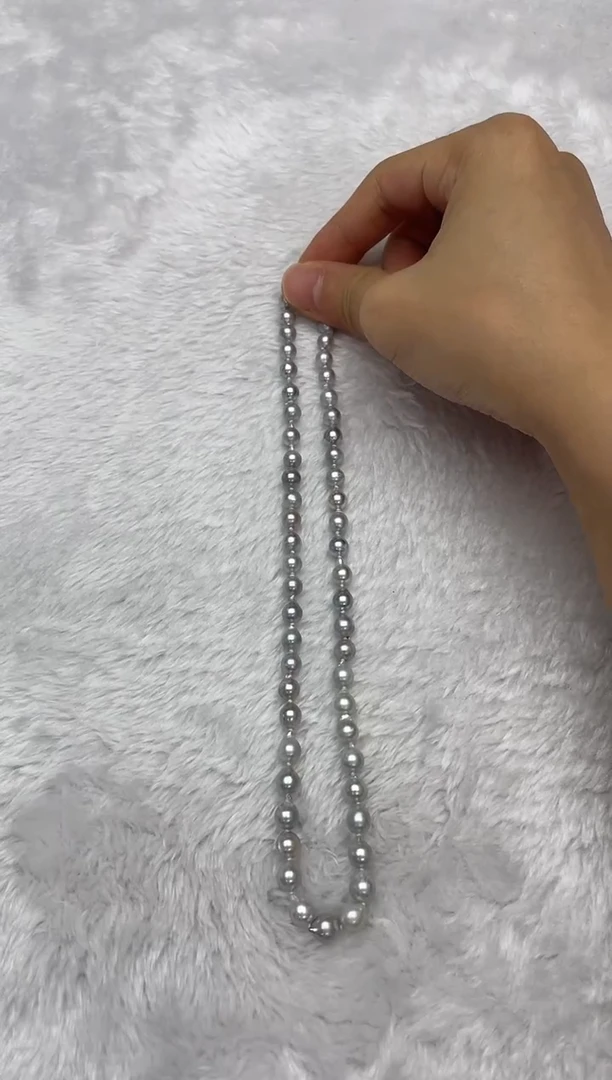 项链银S925镶嵌海水珍珠AK真多麻6-6.5mm