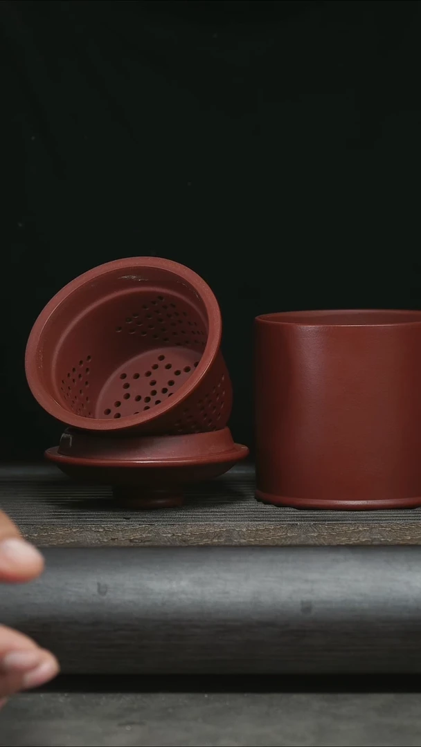 【闪购商品】紫砂茶杯微瑕朱泥三件套