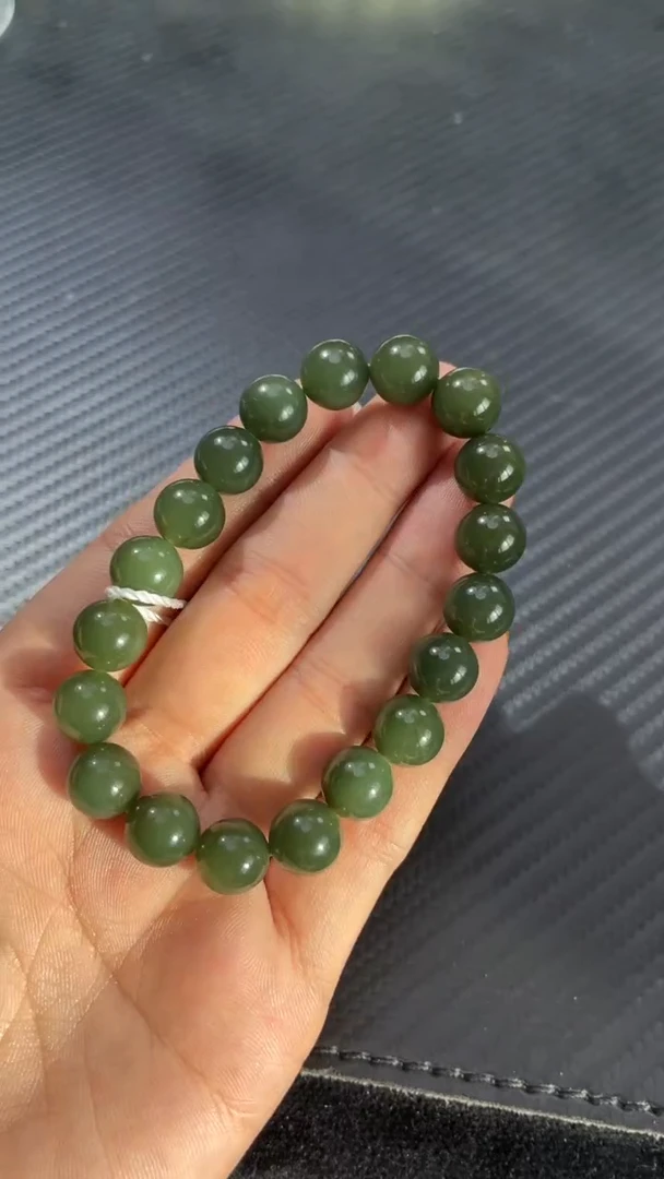 未镶嵌手链和田玉若羌夹层料卡10手串微色差