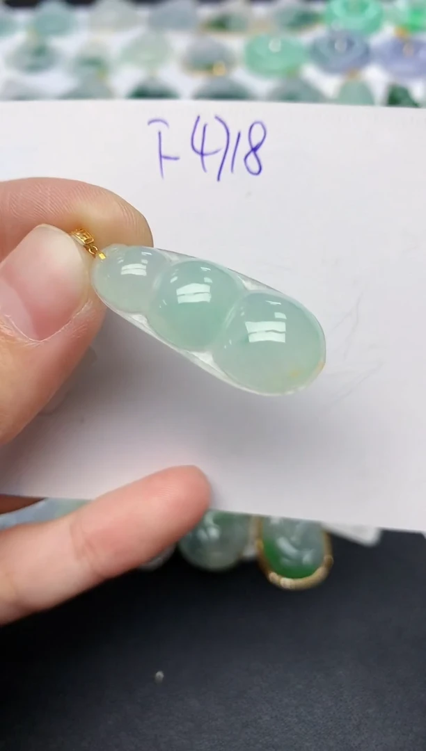 颈饰18K金镶嵌翡翠天然缅甸A货翡翠百元以上9元证书费自理