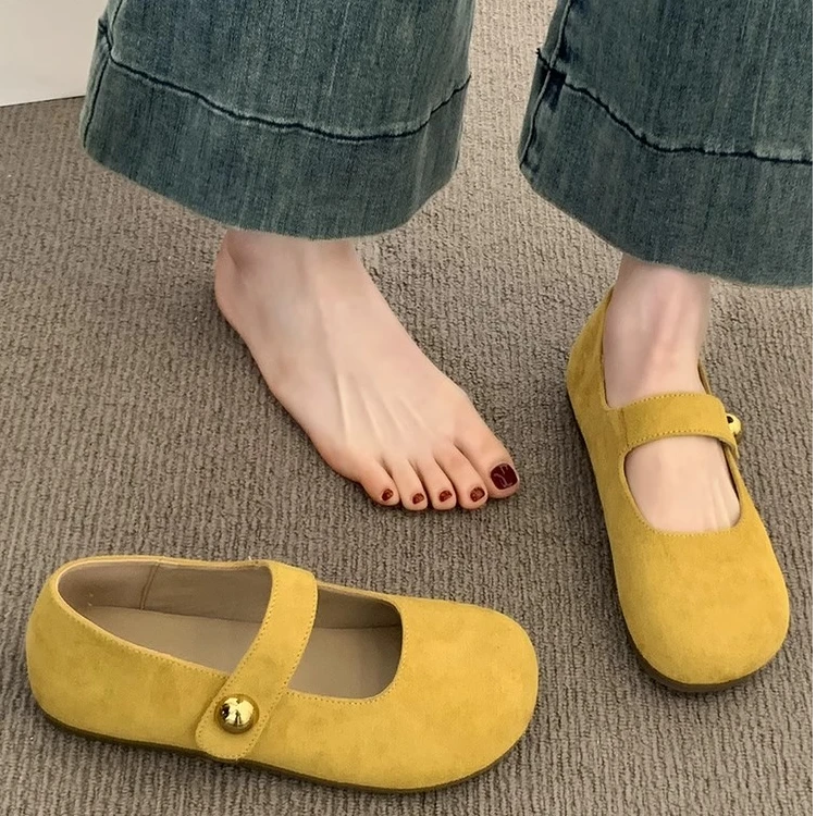 Moleubak勃肯鞋女2025新款夏季单鞋平底玛丽珍女鞋子复古豆豆鞋