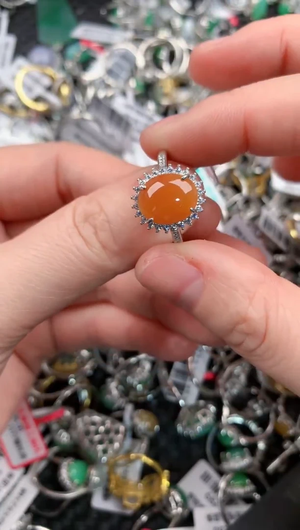 银S925镶嵌戒指翡翠555---6