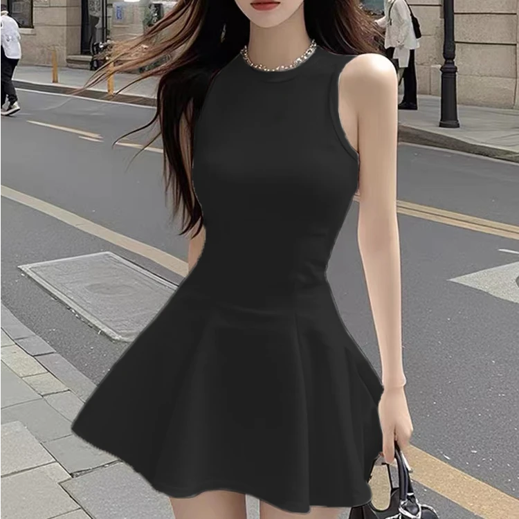 夏季新款黑色无袖连衣裙修身显瘦气质夜店性感包臀裙宴会小黑裙女