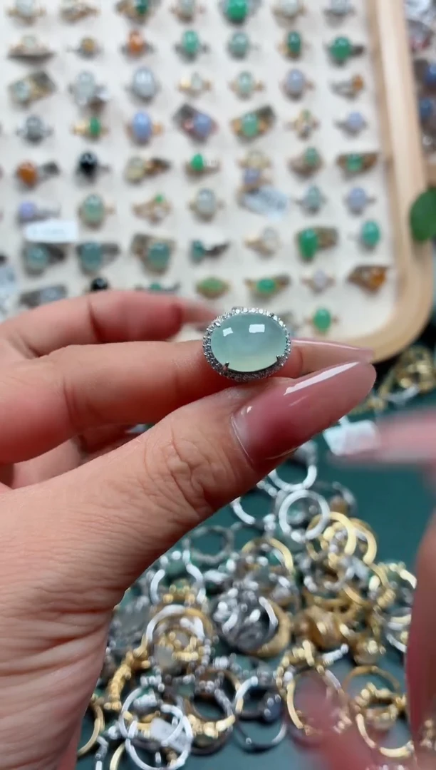 银S925镶嵌戒指翡翠.