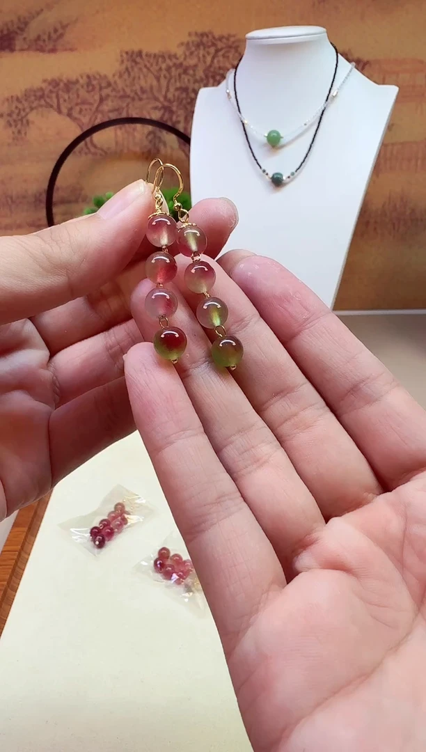 碧玺耳饰14K金镶嵌EEE