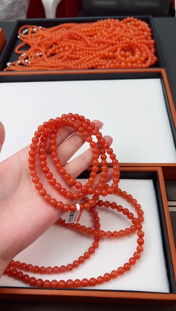【闪购商品】南红玛瑙长串未镶嵌滴水洞亮光7+一条