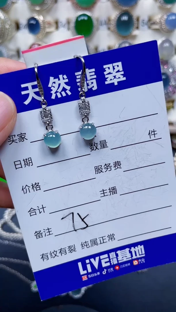 银S925镶嵌翡翠耳饰75