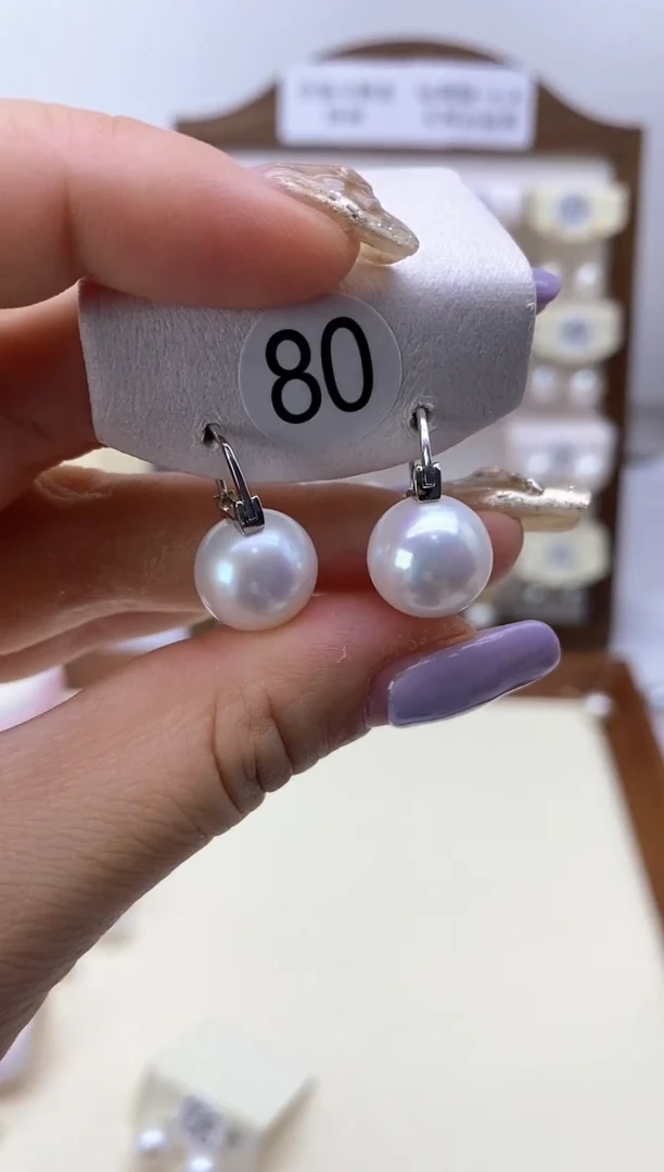 银S925镶嵌淡水珍珠耳饰耳饰