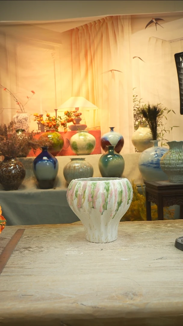 底部已打孔高度19口径16陶瓷花瓶