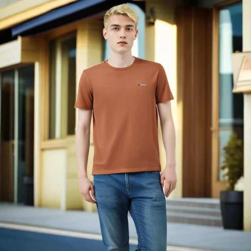 莱克斯顿夏季新款短袖T恤都市生活圆领薄款合体版4020540443