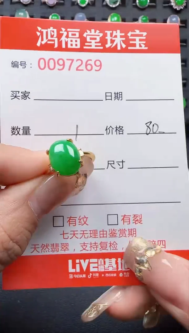 【闪购商品】翡翠戒指银S925镶嵌7269