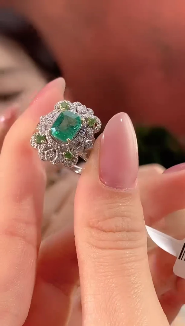 未镶嵌戒指祖母绿天然祖母绿戒指