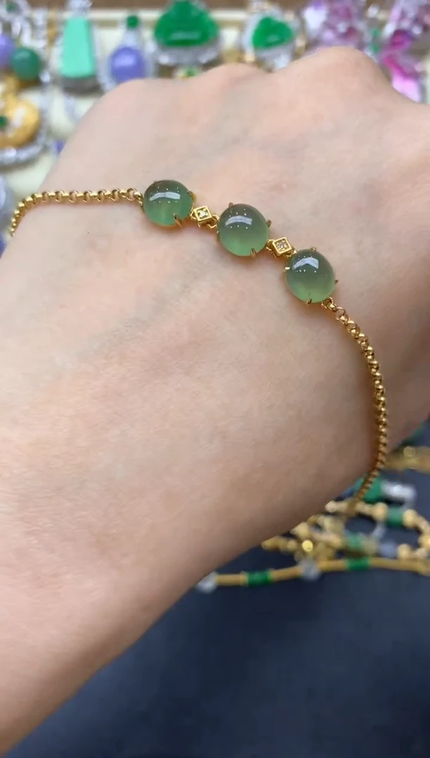 【闪购商品】翡翠手链18K金镶嵌325-中国好珍宝