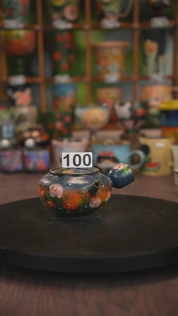 紫砂油画手绘釉下彩100