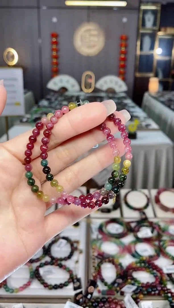 老矿碧玺单圈手串4.8mm+未镶嵌碧玺 hon多样性发货一条