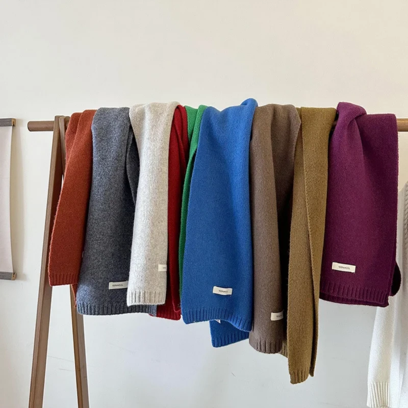 冬季精选！100%wool澳洲羊毛纯色围巾女冬季爆款保暖新款百搭加厚