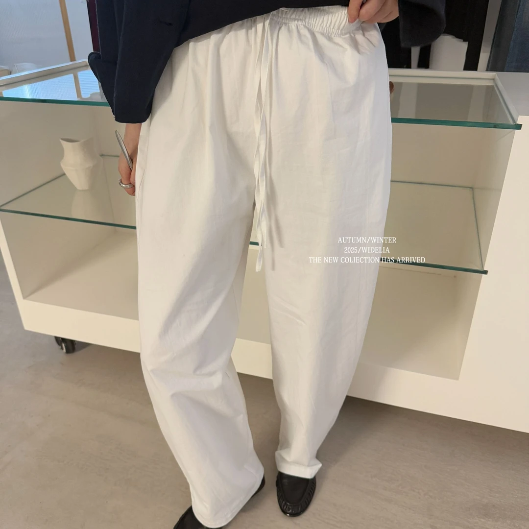 widelia陈姬儿腰带休闲裤女阔腿裤薄款春季休闲风透气裤子7095