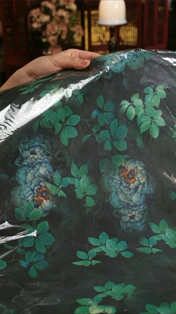 双面香云纱绿色大茶席