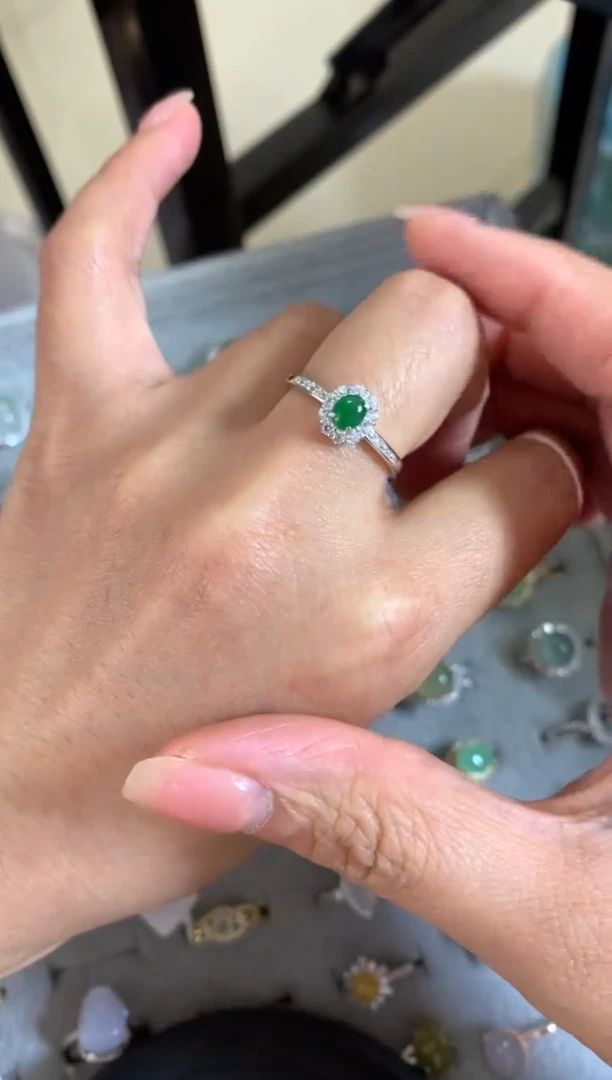 银S925镶嵌戒指翡翠1