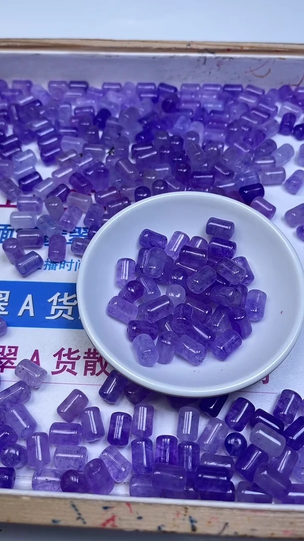 未镶嵌散珠碧玺M711 紫碧玺桶珠8*12mm10个9.9元