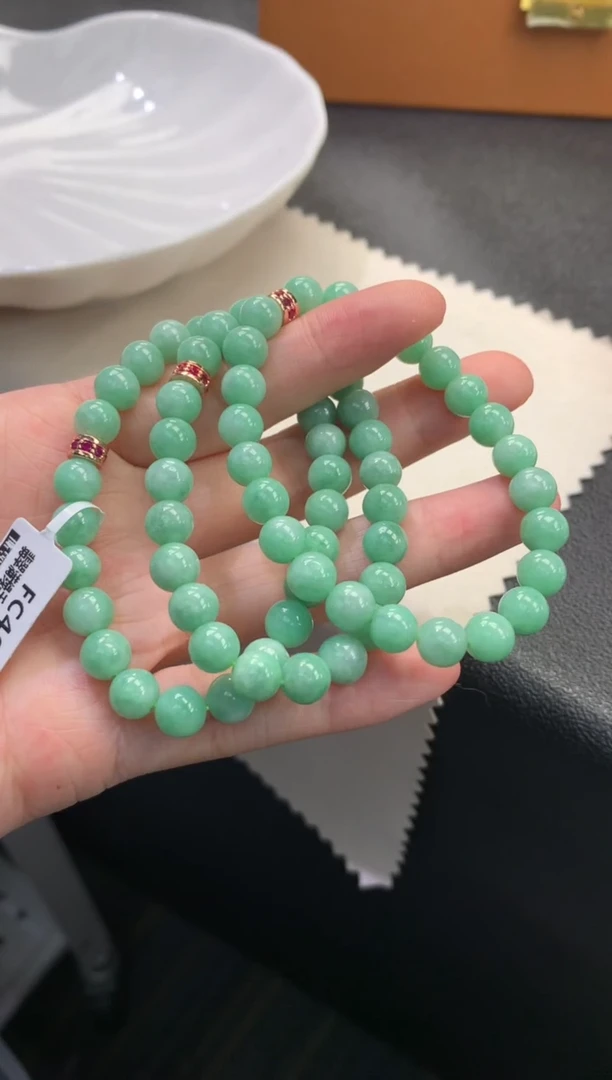 未镶嵌手链翡翠FC461 翡翠满绿手串 多样性发其一