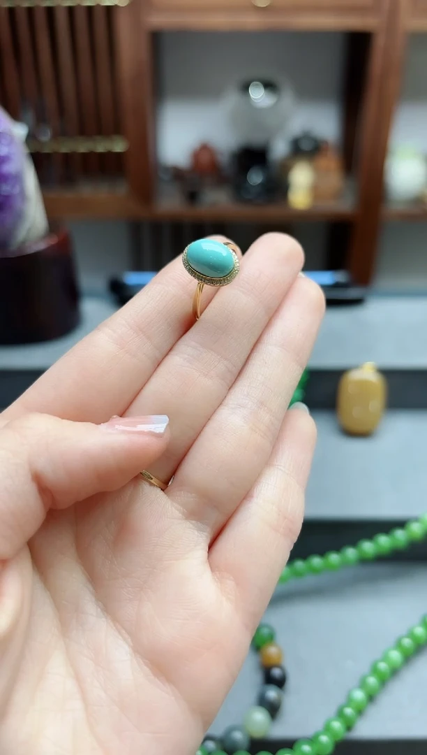 【闪购商品】绿松石戒指18K金镶嵌18k金松石戒指 GW