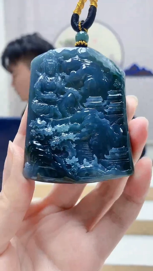 未镶嵌定制翡翠5060zm-毛货挂件21山水观音