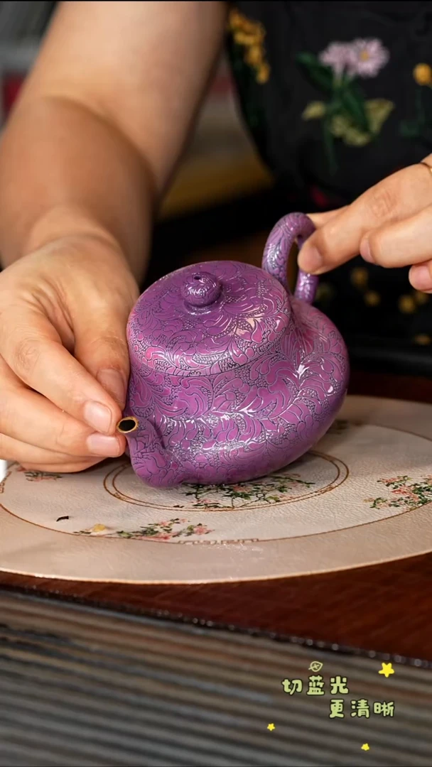 茶壶紫砂宜兴紫砂SJK 扒花工艺 君德180cc