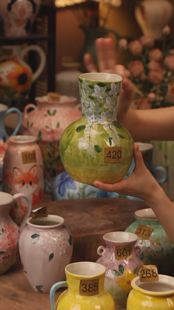 陶瓷420景德镇设计师手作花器摆件侘寂风