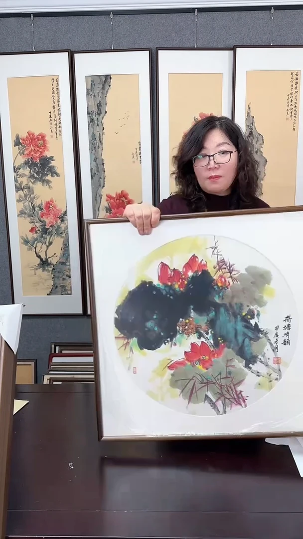 【闪购商品】国画荷花实木装裱