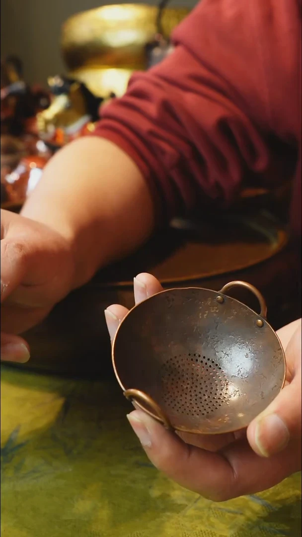 纯紫铜双耳锅茶漏