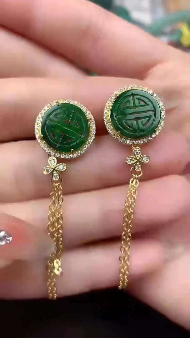 【闪购商品】翡翠耳饰银S925镶嵌耳饰