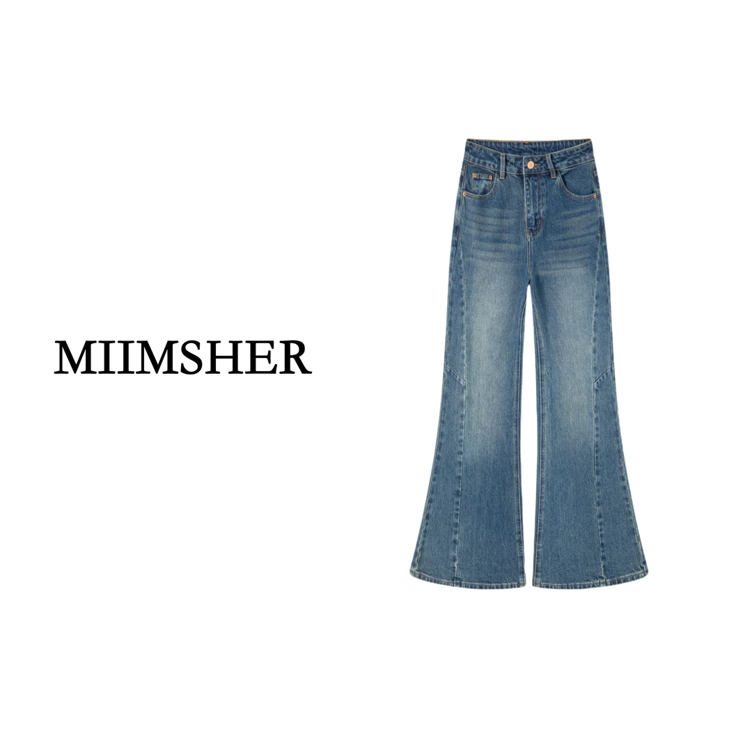 25早春新款高腰棉质解构阔腿牛仔裤复古蓝休闲时尚长裤女K80031