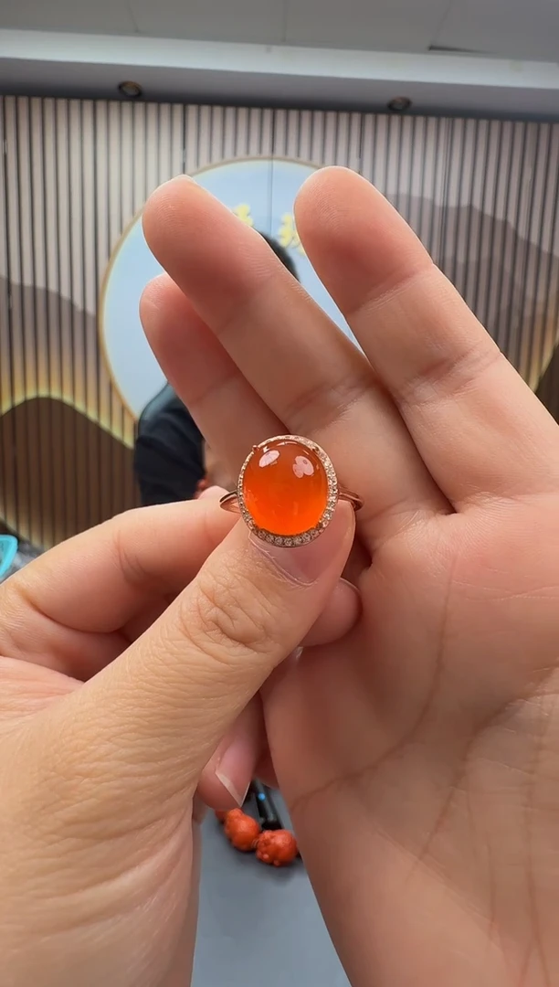 银S925镶嵌戒指南红玛瑙008ZB1015产品一个