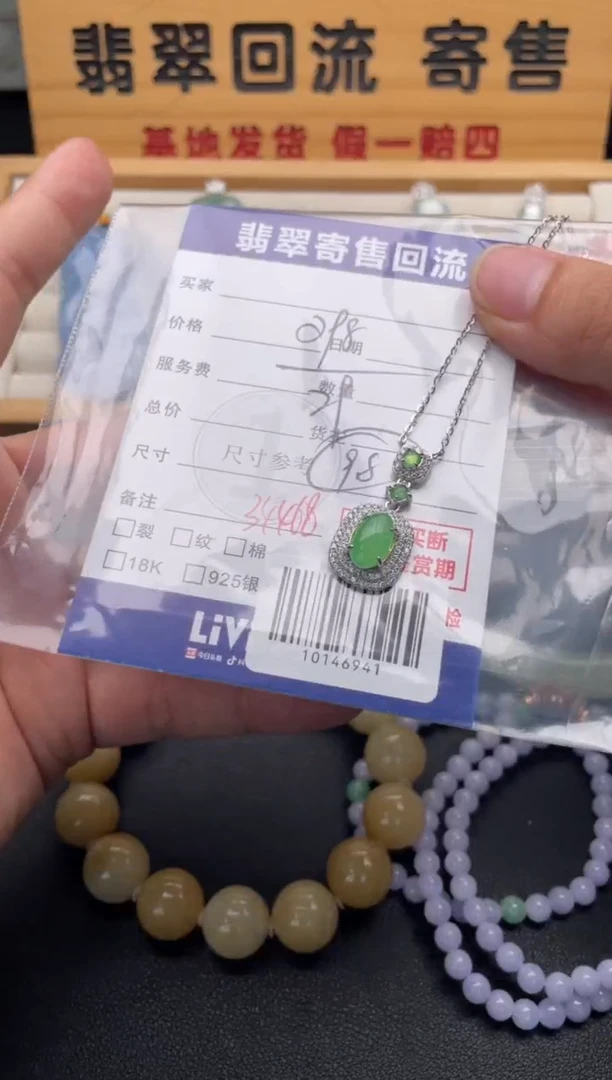 颈饰银S925镶嵌翡翠10147021