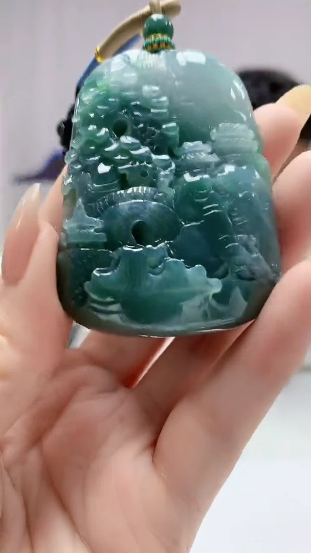 【闪购商品】定制翡翠未镶嵌5028DD-毛货挂件山水81