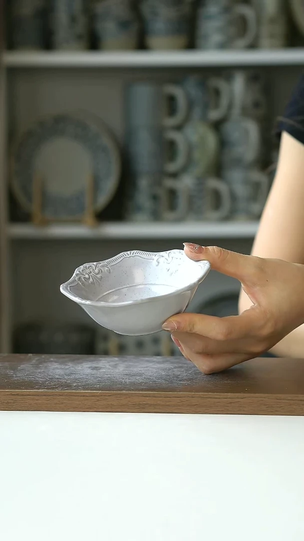 微瑕八角花瓣酸奶碗10.5cm@4-2@