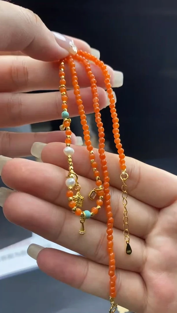 南红玛瑙银S925镶嵌项链多样性-项链-X3118