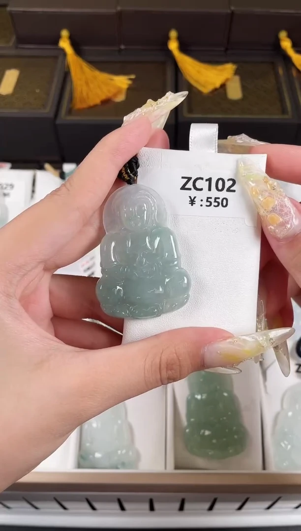 颈饰未镶嵌翡翠ZC102冰观音+孤品+送同款绳子