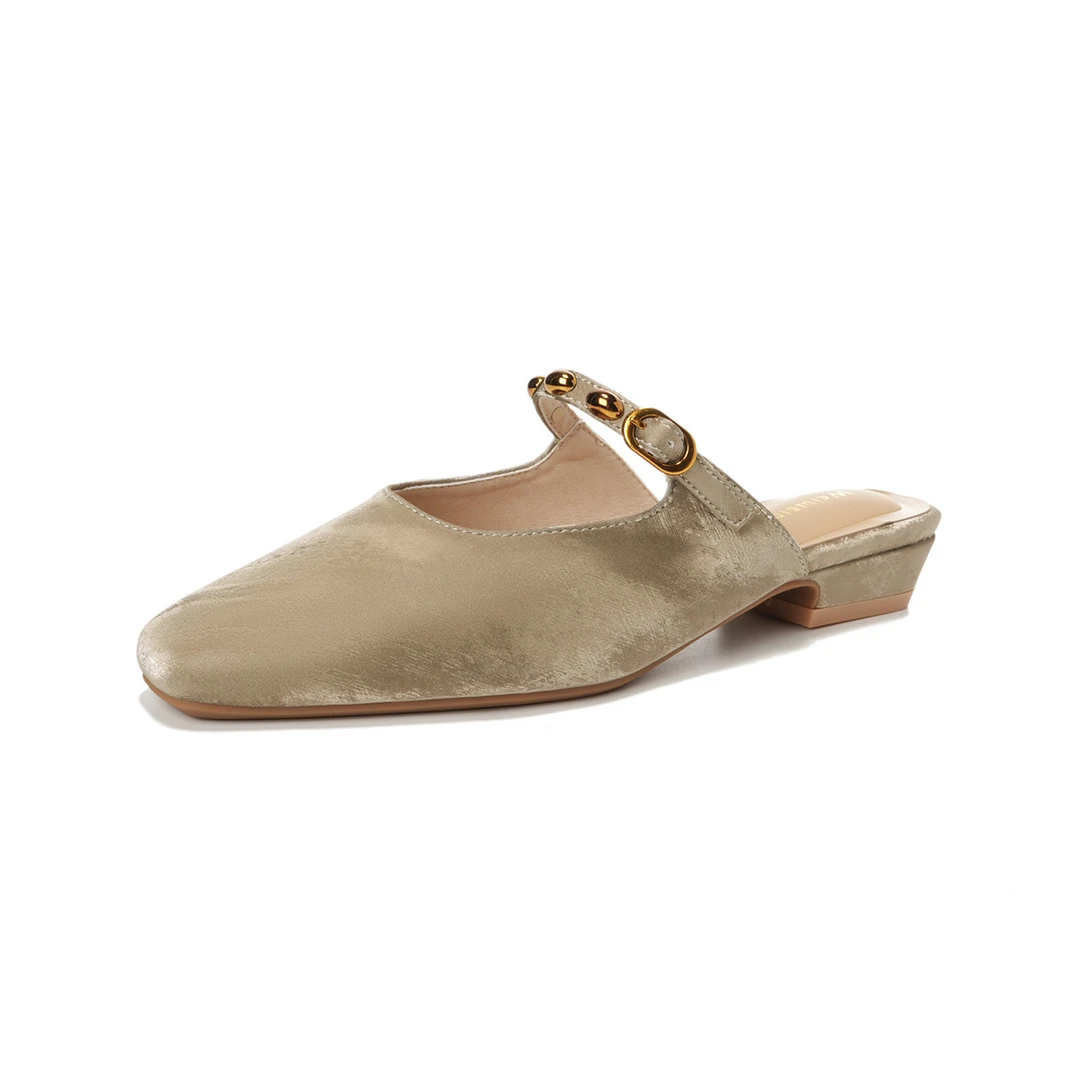 2025夏季方头穆勒鞋包头凉拖鞋女百搭外穿粗跟半拖气质单鞋