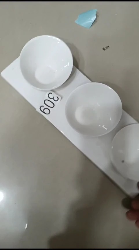 瓷309三个斜口碗+底托