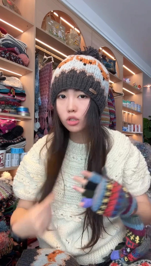 羊毛灰蓝狐狸帽60头围