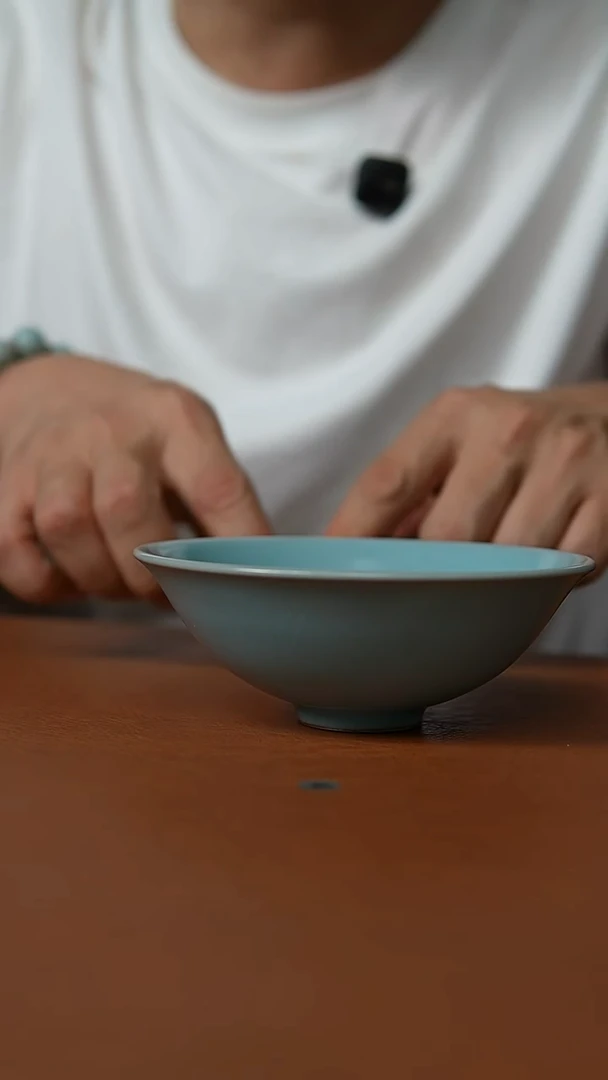 瓷片仿古天青小斗笠碗一级礼盒