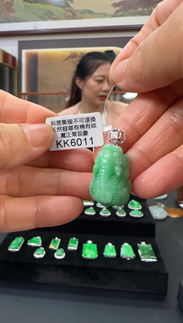 翡翠18K金镶嵌颈饰KK6011貔貅