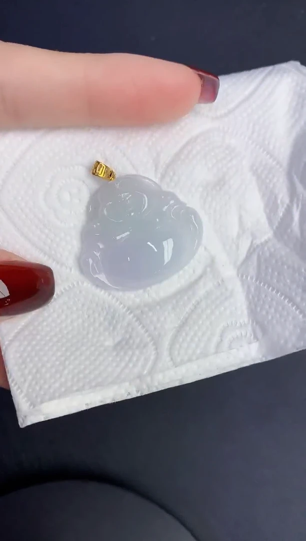 颈饰18K金镶嵌翡翠缅甸天然翡翠A货