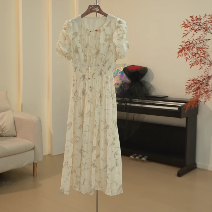 C283 ML系列松紧腰法式气质碎花连衣裙