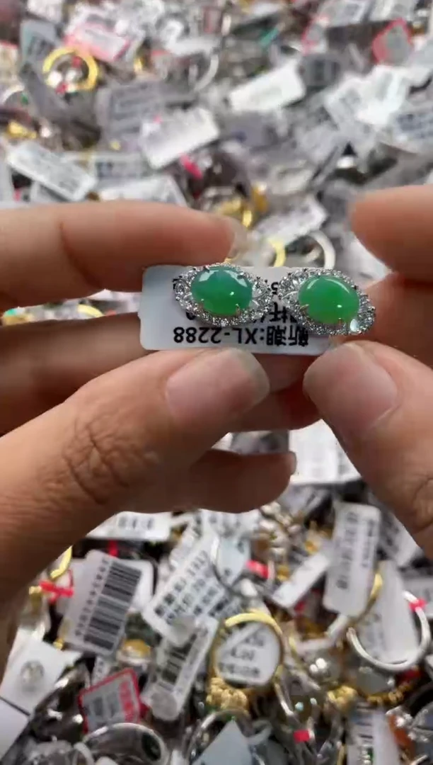 银S925镶嵌戒指翡翠10     9